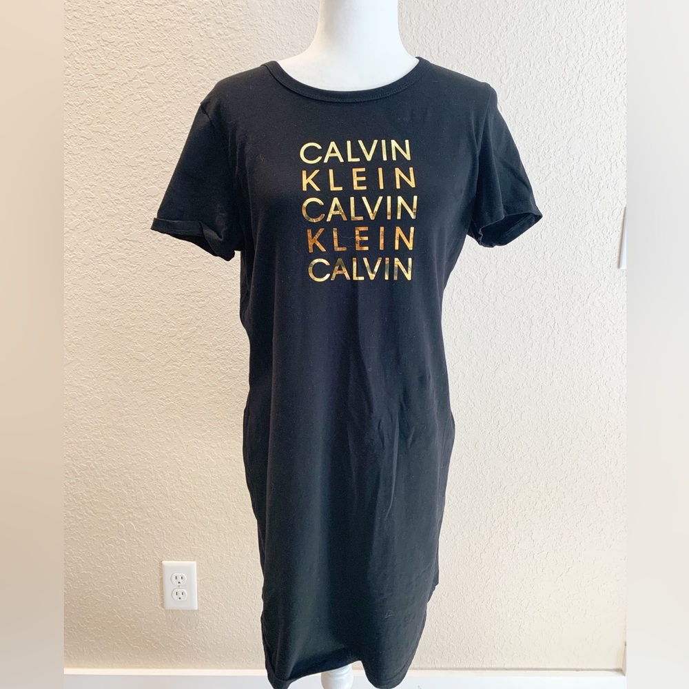Calvin Klein metallic letter t shirt dress